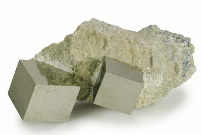 Two Natural Pyrite Cubes In Rock - Navajun, Spain #337885